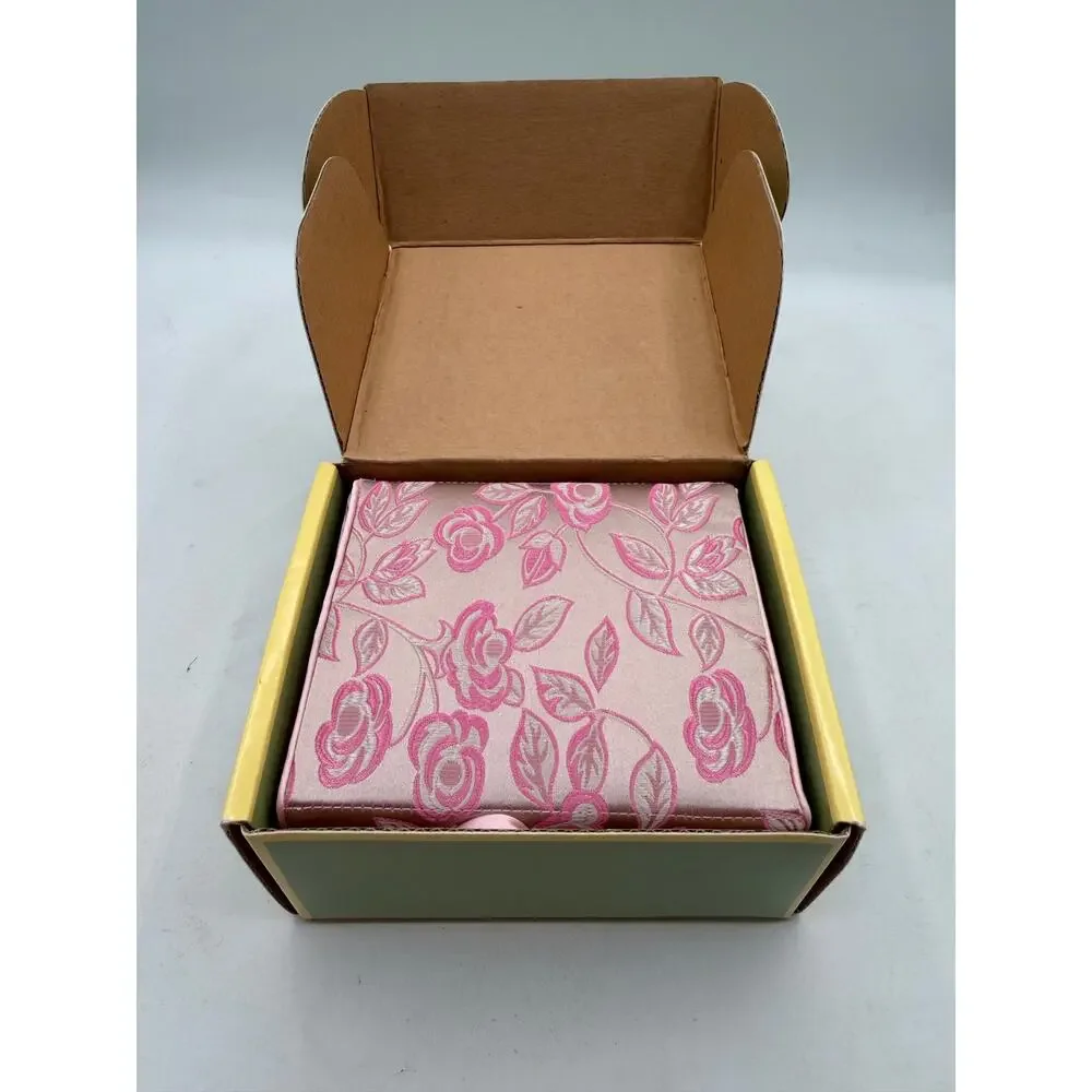 RedEnvelope Pink Floral Silk Brocade Baby Mary Janes Keepsake Boxed Slippers